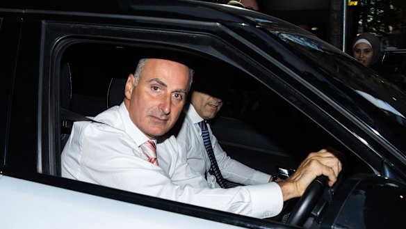 Drummoyne MP John Sidoti leaves the ICAC after his first day giving evidence.