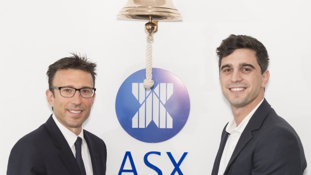 Afterpay chief executive Anthony Eisen, and founder Nick Molnar at the startup's ASX IPO ceremony.