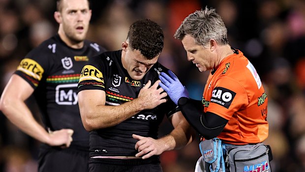 Two of Nathan Cleary’s grand final wins have come when he needed shoulder surgery.