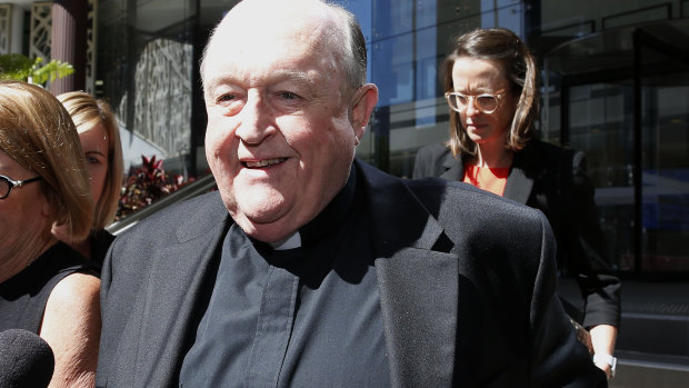 The Archbishop of Adelaide, Philip Wilson  outside court on Monday. 