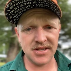 Blake Taylor at the crash site on Sunday morning.