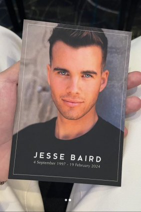The program for Jesse Baird’s memorial service. 