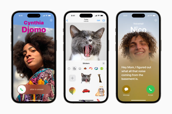 New features in iOS 17 include contact posters, improvements to Messages and real-time voicemail transcription.