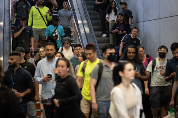 Commuters at Parramatta station on Wednesday afternoon. 