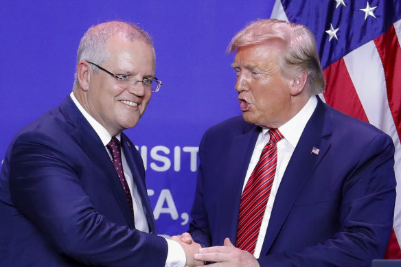 Scott Morrison and Donald Trump, as prime minister and president, in 2020.