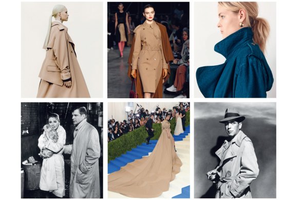 Clockwise from top left: Burberry; Bassike; Humphrey Bogart; Priyanka Chopra; Audrey Hepburn.