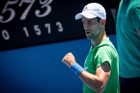 Djokovic at Rod Laver Arena on Thursday.