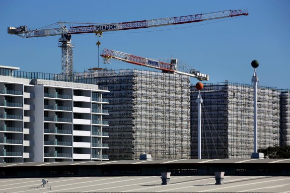 An apartment building boom - such as these under construction in Mascot in 2018 - has now tapered off.