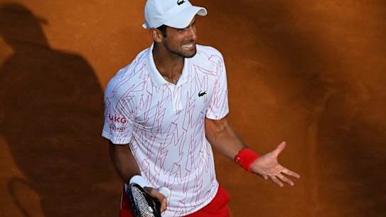 Novak Djokovic says he 'deserved' a warning during his Italian Open semi-final win over Casper Ruud.