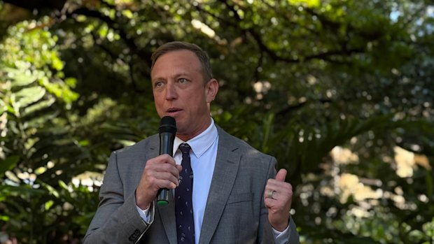 Opposition leader Steven Miles addressed hundreds gathered in Brisbane’s Botanic Gardens on Tuesday to support abortion rights and protest a Katter’s Australian Party attempt to force abortion debate in parliament. 