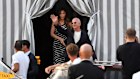 Amazon multi-billionaire founder Jeff Bezos and Lauren Sanchez leave a hotel in Venice on Wednesday ahead of festivities in the lagoon city reportedly linked to their wedding.