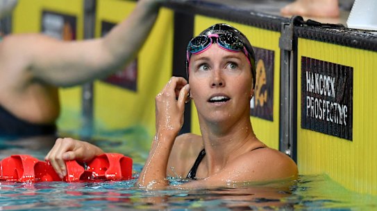 Challenge: Emma McKeon after her strong heat in the 200m freestyle.