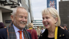 GWS President Tony Shepherd and Richmond Tigers President Peggy O'Neal at the MCG a day ahead of the AFL Grand Final.