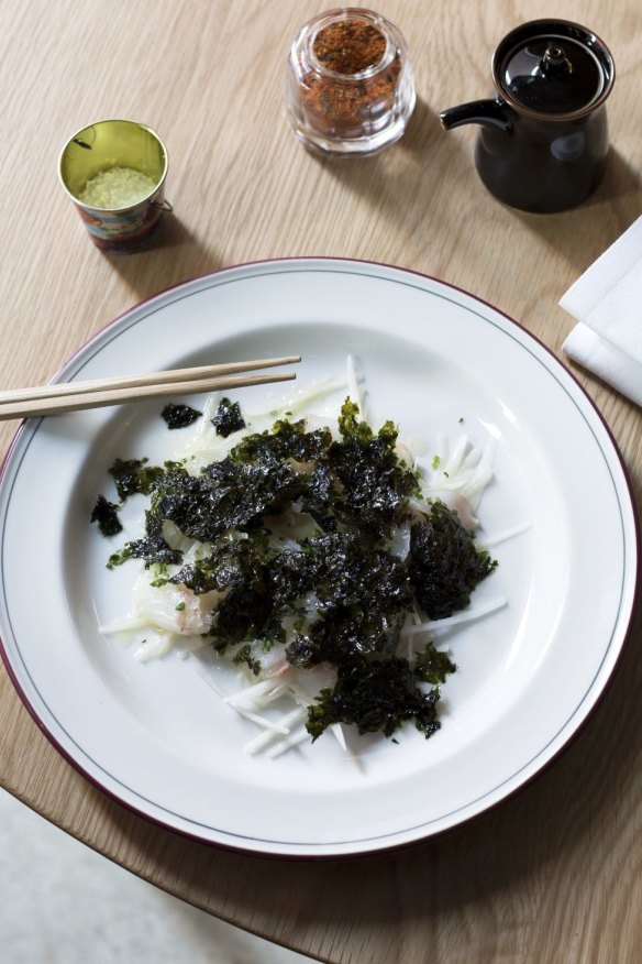 Sea bream, white soy and ginger.
