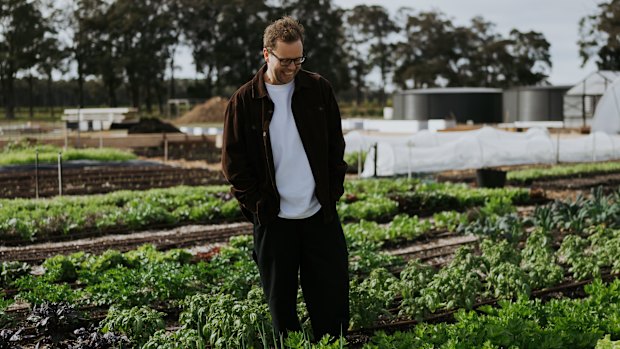 Brendan Pratt at Wayfinder's market garden