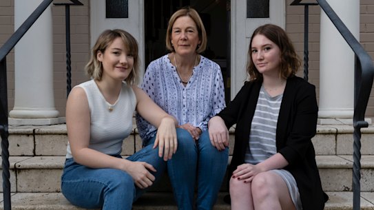 Kim Coffey with her daughters Jessica, 25, and Laura, 21.