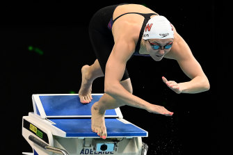 Ariarne Titmus competes at the Australian Swimming Championships in Adelaide.
