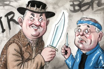 In the contemporary political analogy, Scott Morrison produced a small, inoffensive butter knife against Anthony Albanese and the union movement. Labor has now whipped out a whopping hunting knife in reply.