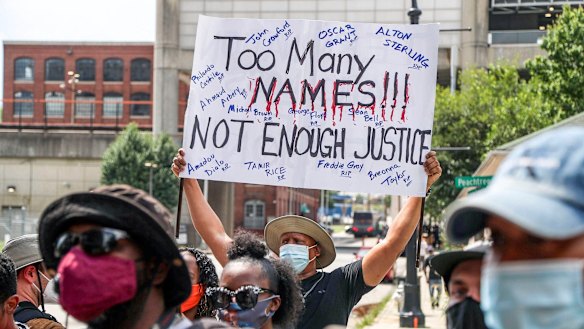 Protesters in Atlanta after the shooting of Rayshard Brooks.