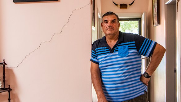 Umberto Galasso at his damaged home in North Strathfield.