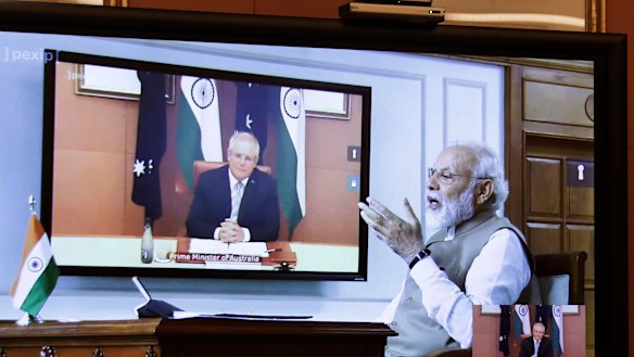 Prime Minister Scott Morrison  and the Prime Minister of India Narendra Modi conduct a virtual summit. 