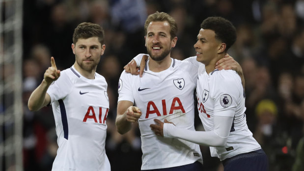 Harry Kane (centre) and Dele Alli (right) were on target for Spurs.