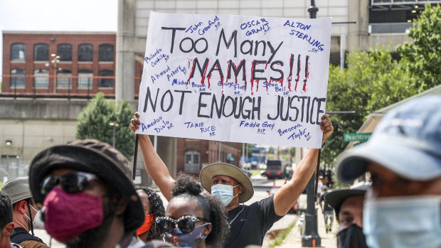 Protesters in Atlanta after the shooting of Rayshard Brooks.