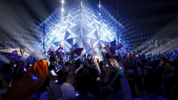 A sea of flags: fans attend the 2019 Eurovision Song Contest.