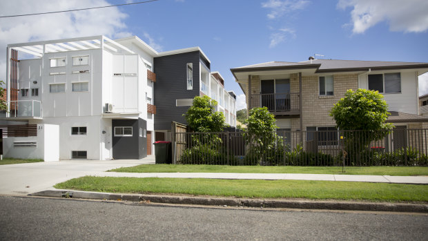 Townhouses, like these at Mount Gravatt East, may be banned in Brisbane's low density residential suburbs.