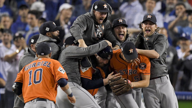 The Astros, pictured here celebrating their World Series win over the Dodgers in 2017.