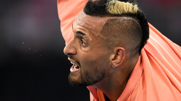 Nick Kyrgios beat Karen Khachanov in front of a packed Melbourne Arena on Saturday night.