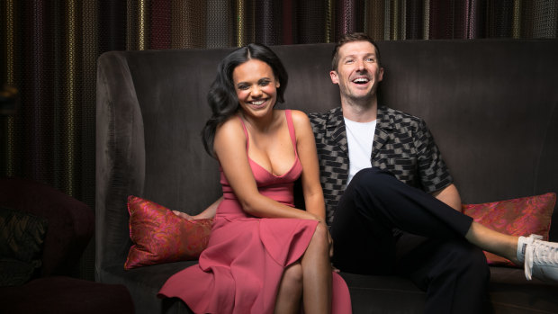 Tapsell with co-star Gwilym Lee, whose most recent role was as Brian May in Bohemian Rhapsody.