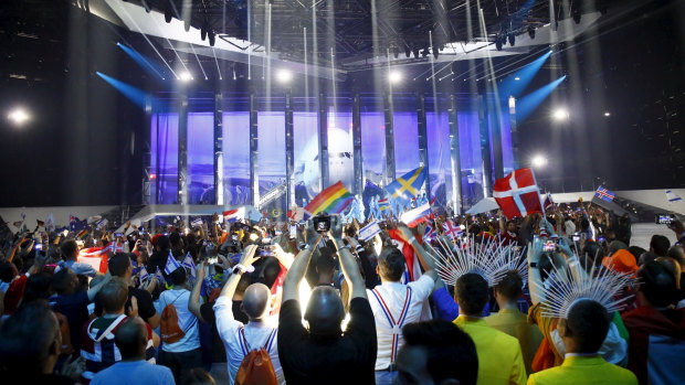 Sea of flags ... the view from the audience at the 64th Eurovision Song Contest.