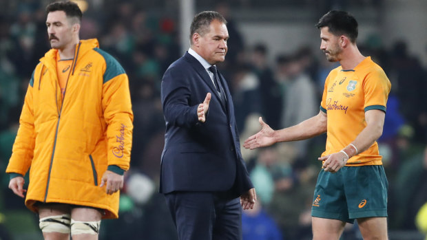 Rennie and Jake Gordon after the Wallabies’ loss to Ireland.