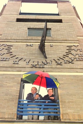 George Bennett and Bill Kearsley at the Millennium Sundial at the University of NSW
