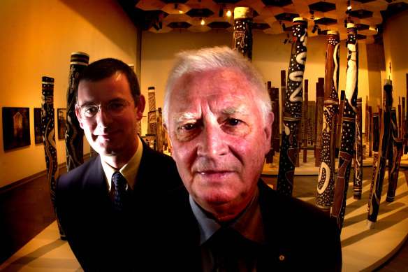 James Mollison, foreground, in 2003, with then director of the NGA, Brian Kennedy.