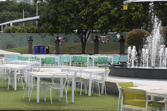 Busts of tennis greats ring Garden Square at Melbourne Park.