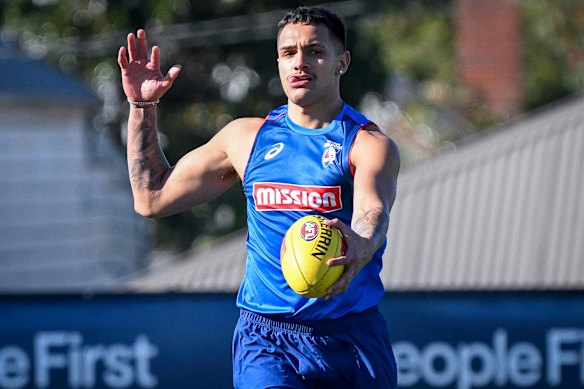 Jamarra Ugle-Hagan at Western Bulldogs training in June.