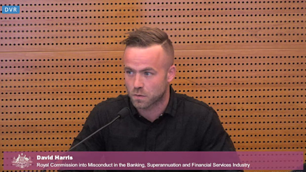 Roofer David Harris talked about his problem gambling at the banking royal commission on Thursday.
