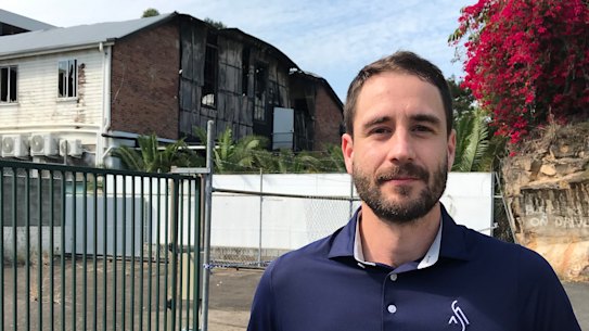 Callum Rogers from Snowscape, next to the abandoned Chalk Hotel.