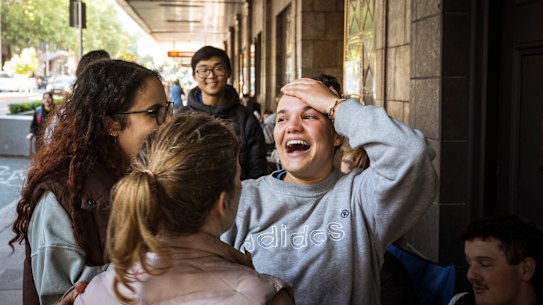 Kasey Theuma from Carlton hears she can access newly released tickets from the Exhibition Street office of Ticketek in Melbourne. 