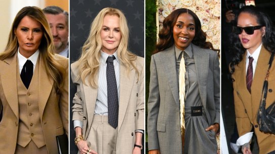 Melania Trump at Capitol Hill, Nicole Kidman at the Critics Choice Awards, Ayo Edibiri at the Golden Globes and Rihanna at A$AP Ricky’s birthday celebrations suit themselves in ties.