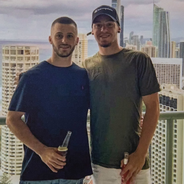Jack (at right) with his brother Mitch at Surfers Paradise. 