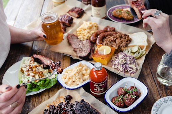 A feast at Red Gum BBQ.