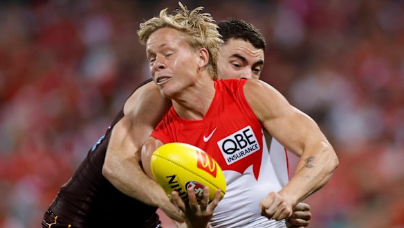 Isaac Heeney took on increased responsibility against Hawthorn - and paid a physical price for it.