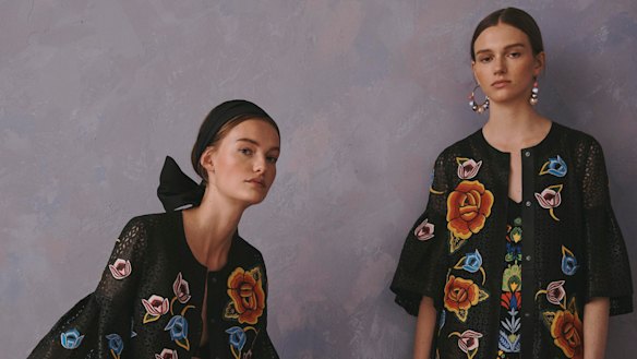 Models dressed in designs from Carolina Herrera's 2020 resort collection.