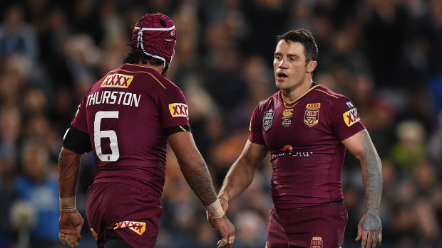 Deadly combination: Cooper Cronk and Jonathan Thurston were an unstoppable force for the Maroons.