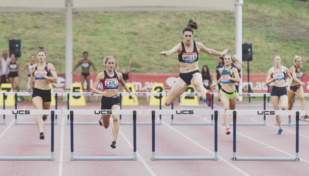 Lauren Wells running at the Canberra Track Classic on January 28. 