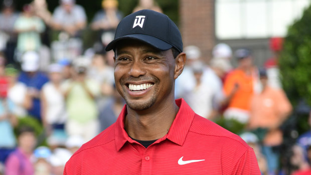 Extra boost: Tiger Woods' victory at the Tour Championship came just before this week's Ryder Cup.