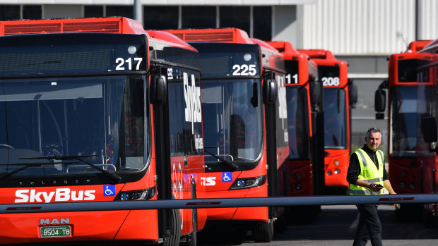 The Skybus service ferried returned travellers from Melbourne Airport to quarantine hotels.